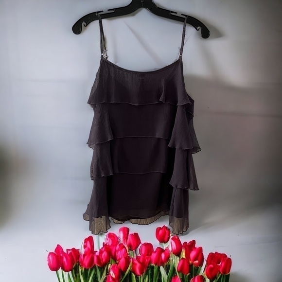 LAPIS Grey Beaded Spaghetti Strap Top Soze Medium - Picture 2 of 5